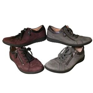 Hartjes XS Womens Leather Side Zip Sneakers Made in Austria Brown‎ Grey Size 6.5